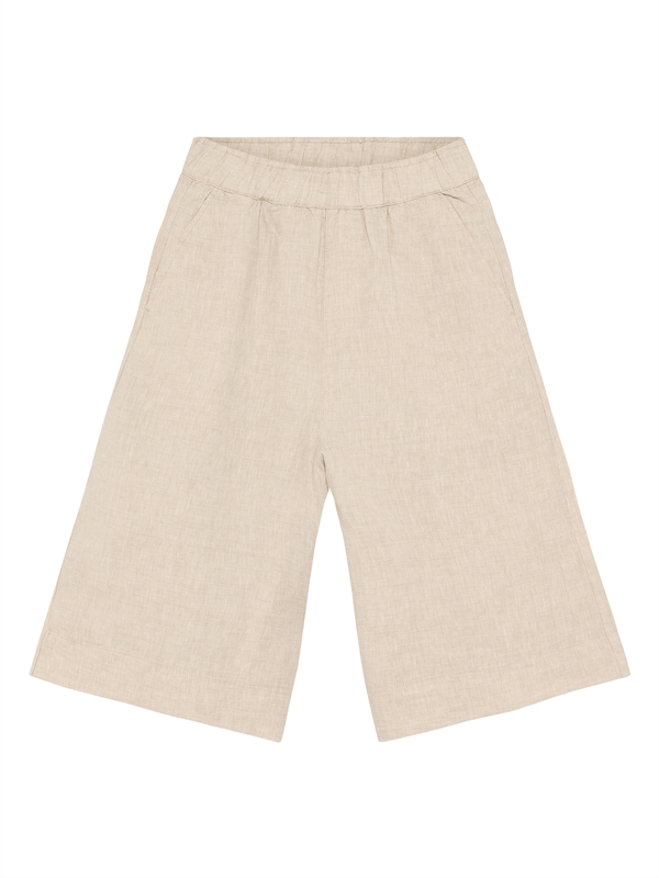 KnowledgeCotton Apparel Womens Eve Wide Linen Culotte Shorts - Yarndyed Light Feather Gray